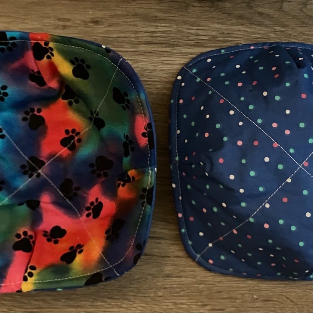 Colorful Paw Print Pet Themed Quilted Bowl Cozy Set of 2